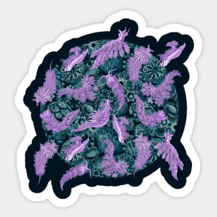 Ernst Haeckel Lilac Nudibranch  on Cerulean Sea Squirts Sticker